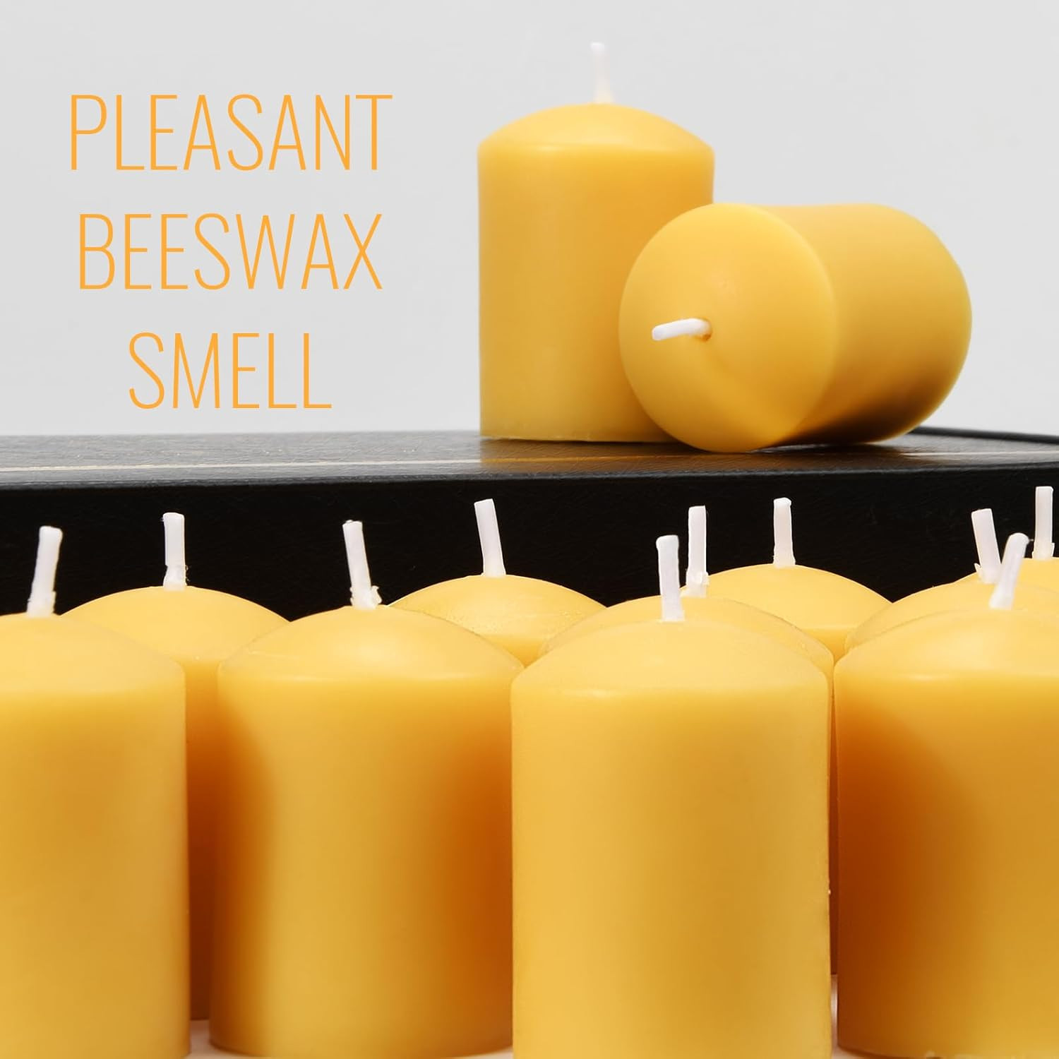 Beeswax Votive Candles Bulk-Pack of 10, Natural Unscented Beeswax Candles – 9 Ho