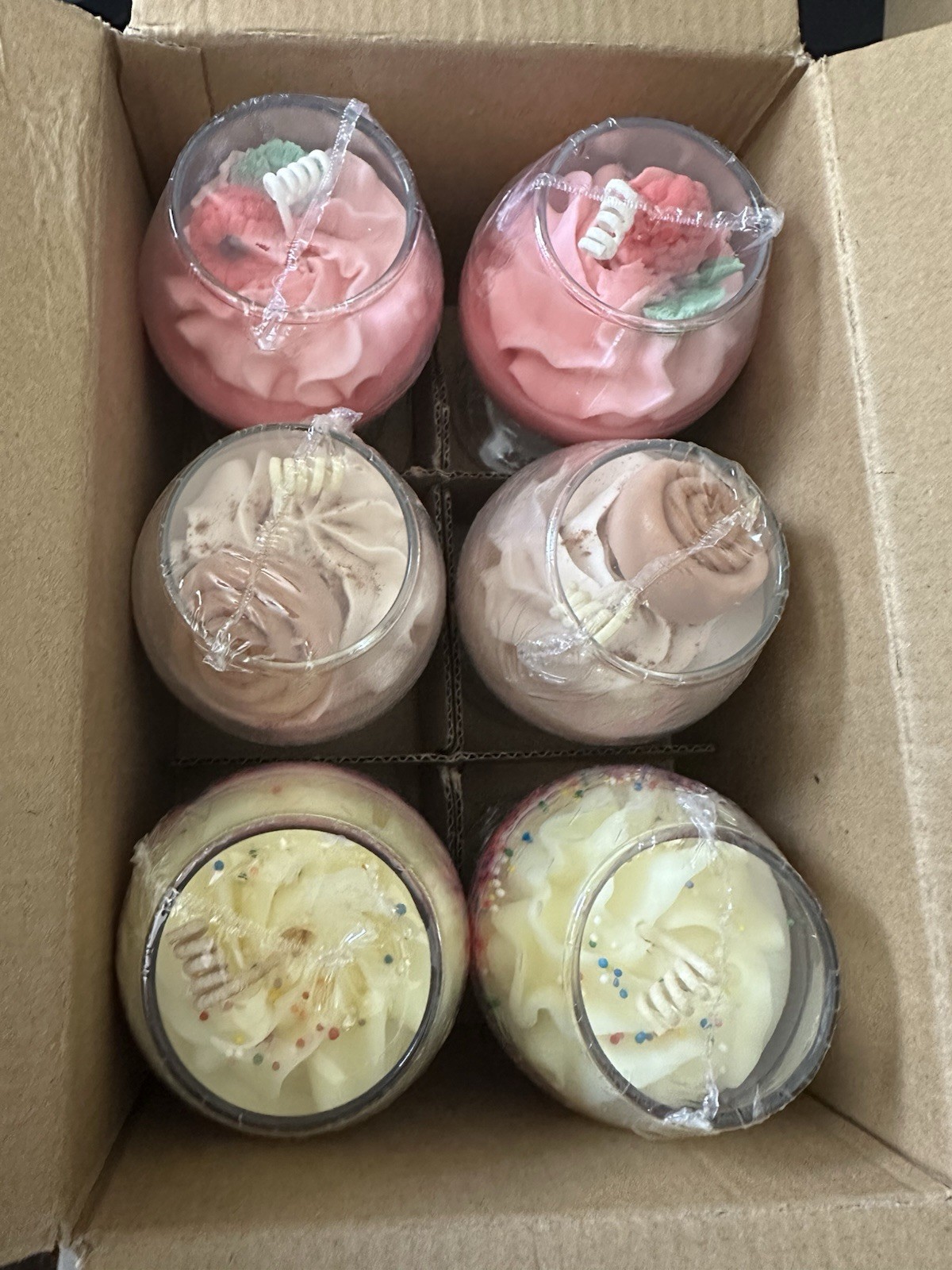 Mini Dessert Glass Jar Candles Set Of 6 Handmade Soy Paraffin Single Wick Sealed