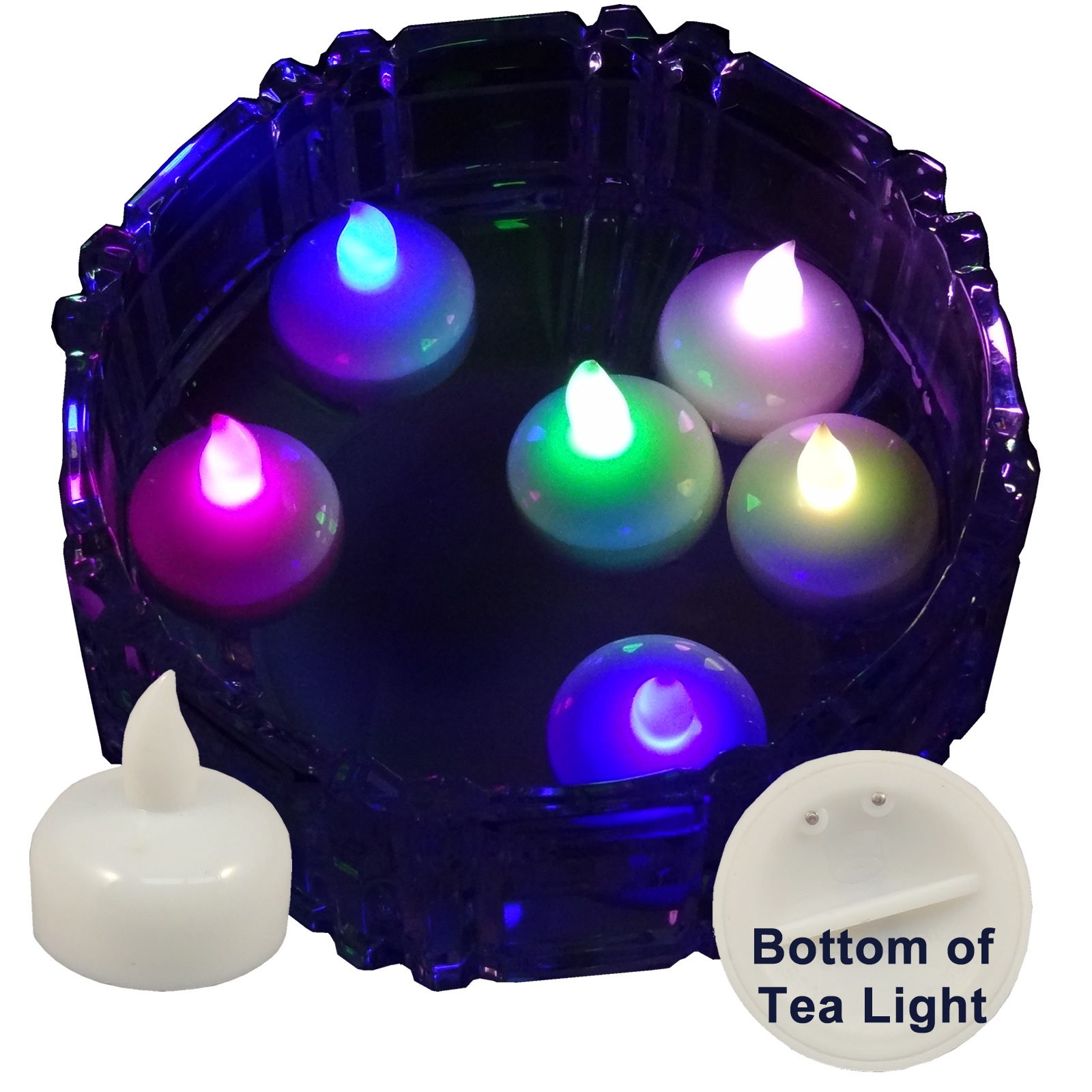 6 Multi-color Led Floating Floral Tea Light Candle for Wedding Centerpiece Decor