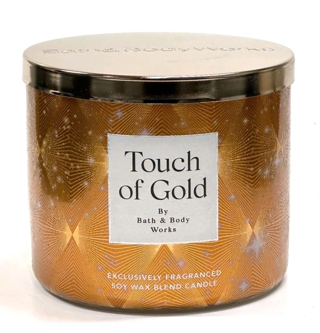 Bath & Body Works Touch Of Gold Large 3 Wick Candle 14.5 oz New
