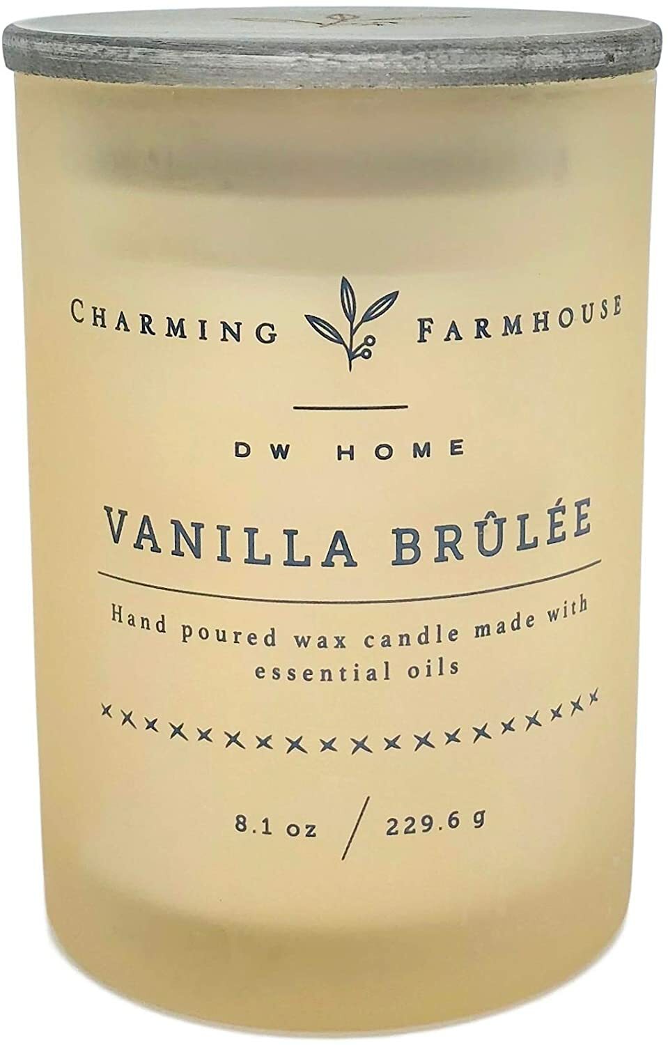DW Home Charming Farmhouse Vanilla Brulee Scented Candle with Wood Wick