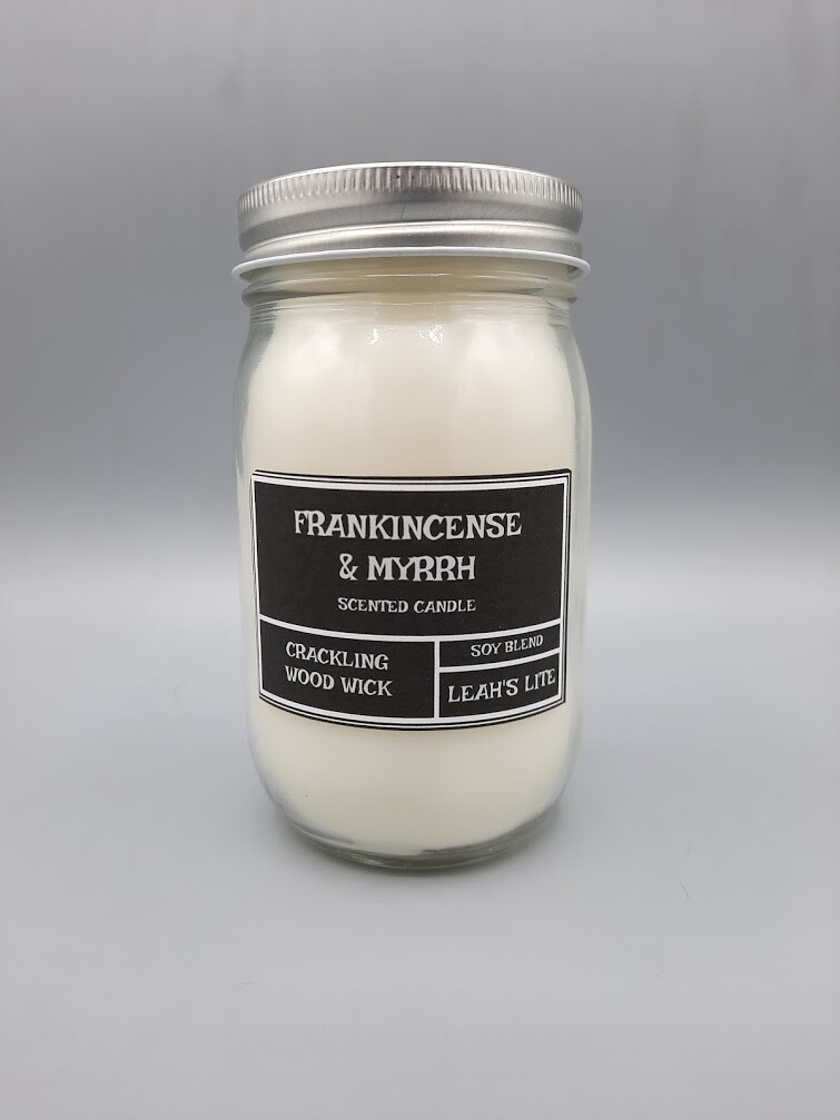 Wood wick * FRANKINCENSE & MYRRH * 16oz * scented Leah’s Lite Candle