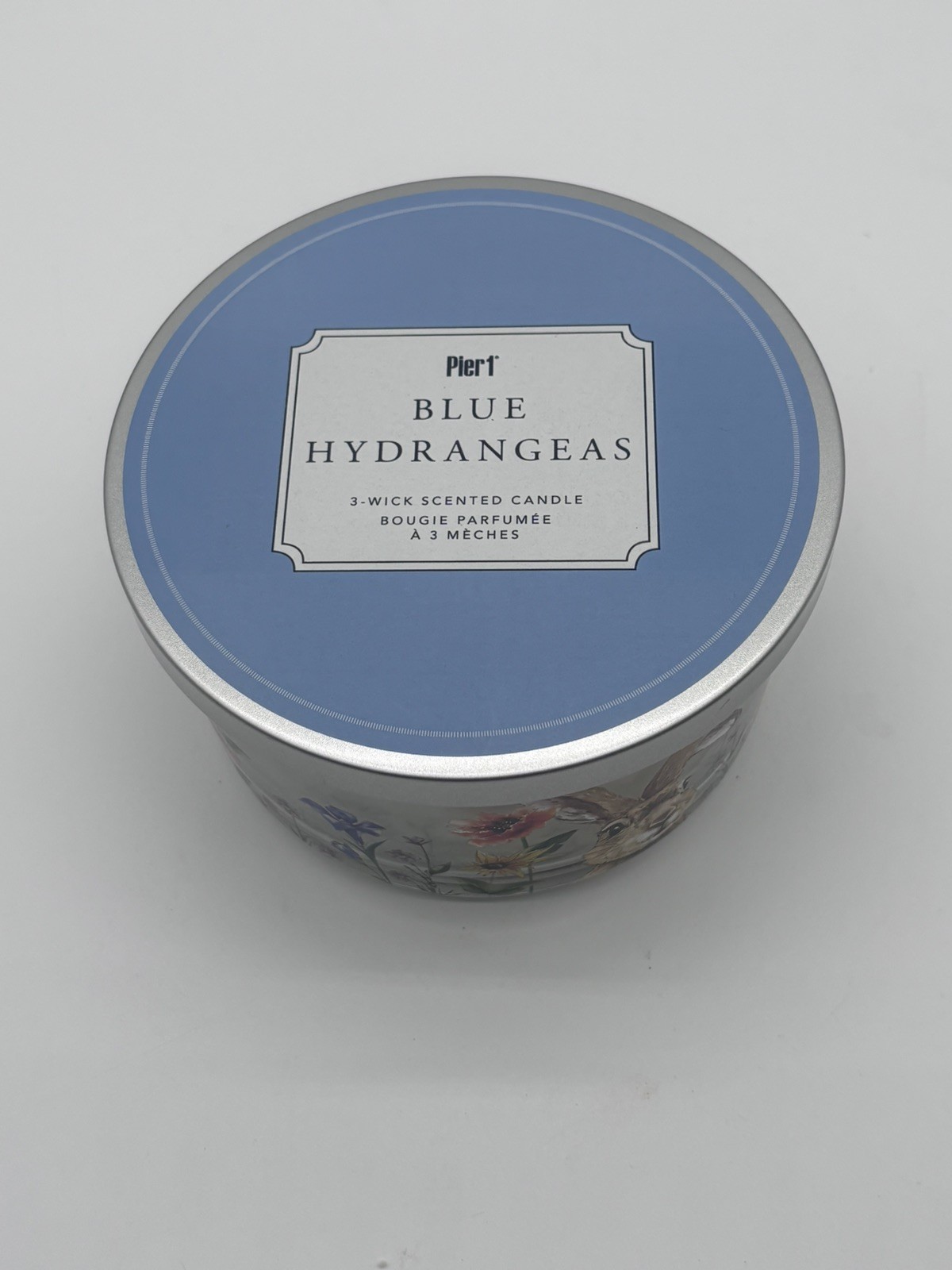 Pier 1 Imports Blue Hydrangeas Three 3 Wick Scented Candle New Rare 14oz
