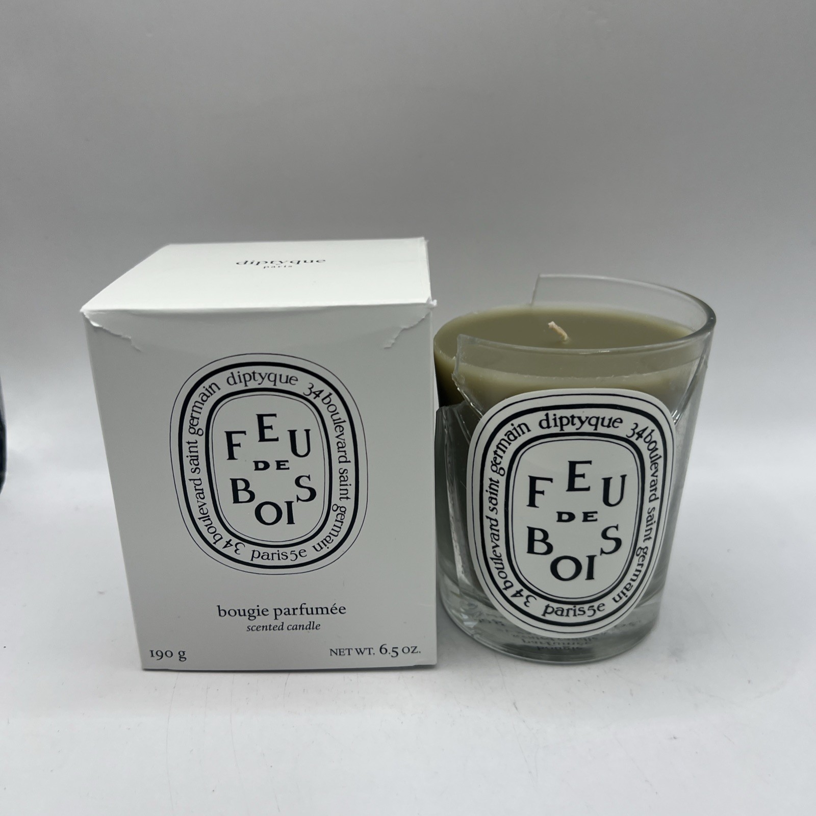 Diptyque Feu de Bois Candle 6.5 oz New Open Box Luxury Scented Candle Broken
