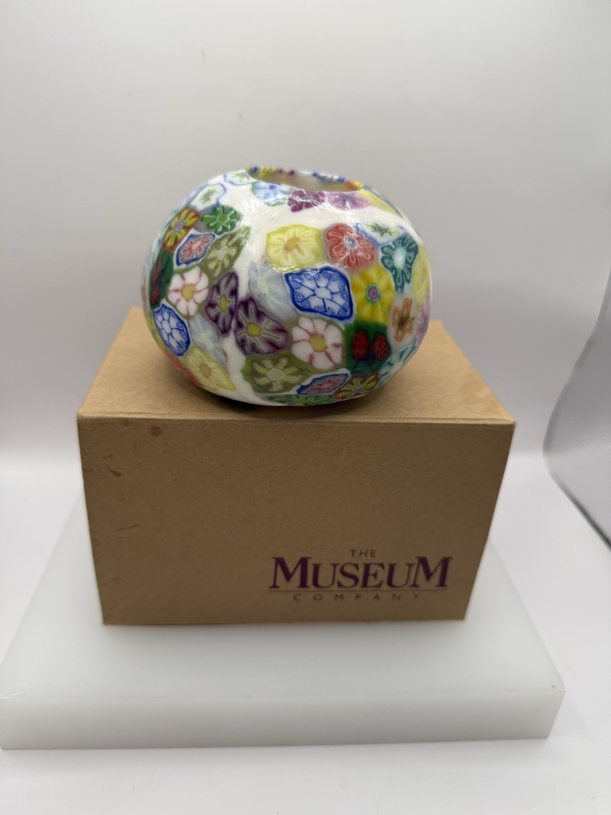 The Museum Company Millefiori Art Candle embedded in Wax w/box Vintage NEW