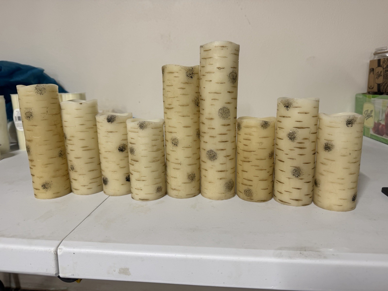 Birch Wood Looking Battery Powered Candles Set Of 9