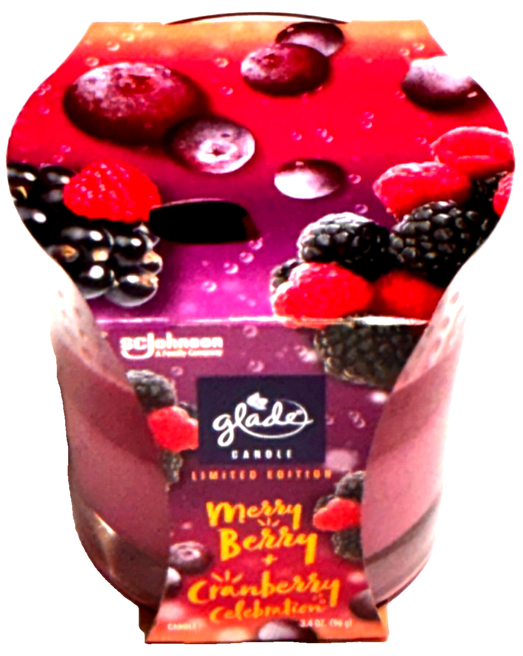 SET OF 2 Glade Limited Edition Candle Jar Merry Berry + Cranberry 3.4oz