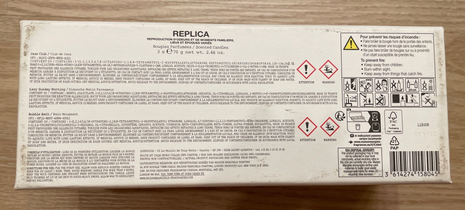 Maison Margiela REPLICA 3 Candle Set Jazz Club, Lazy Sunday Morning, Bubble Bath