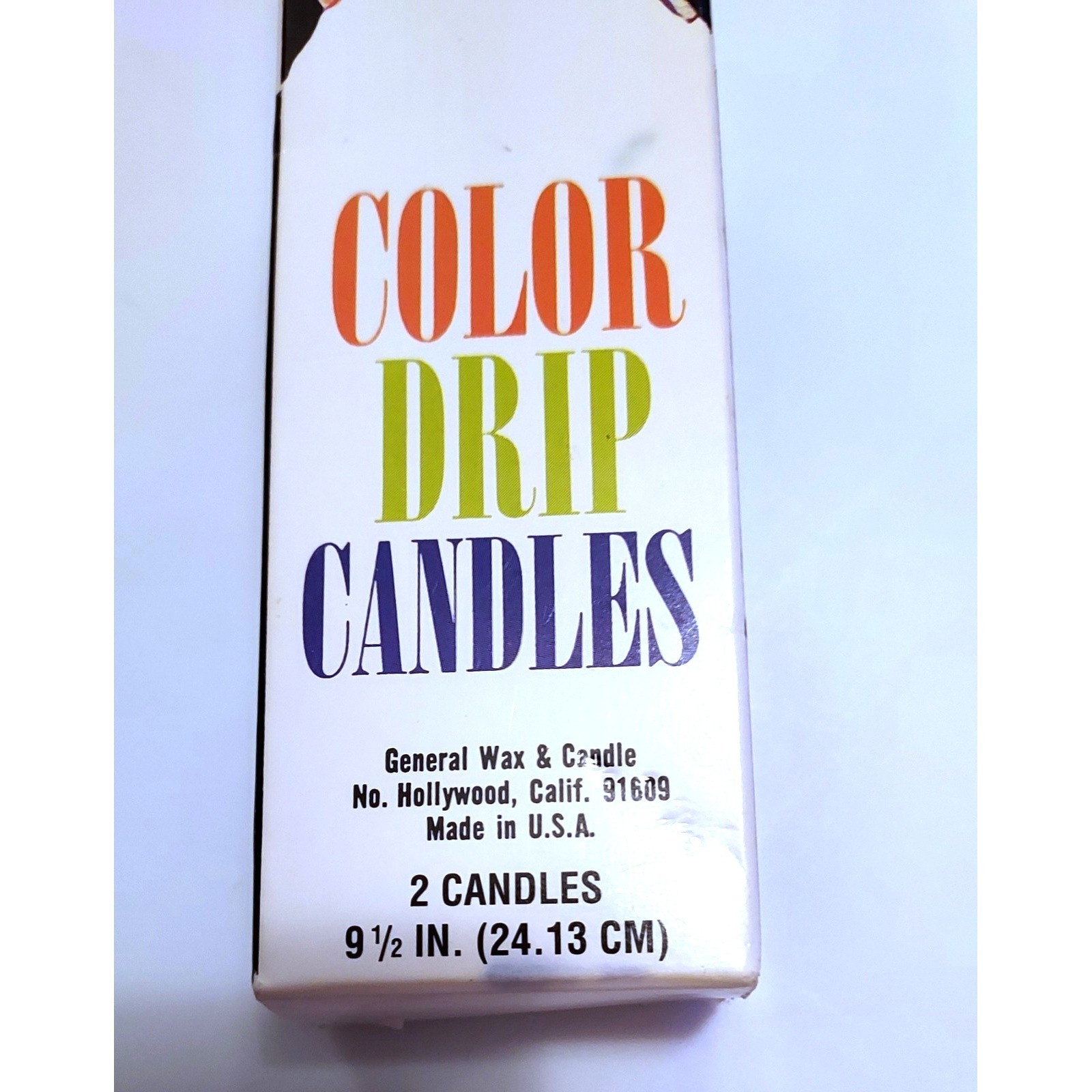 Set of 2 Vintage Multi Color Drip Candles Rainbow Boho Hippie USA Retro 70s