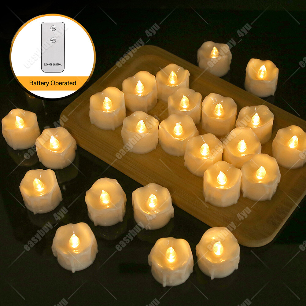 12Pcs Flameless LED Candle Tea Lights Flicker w/ Remote Control Battery Operated