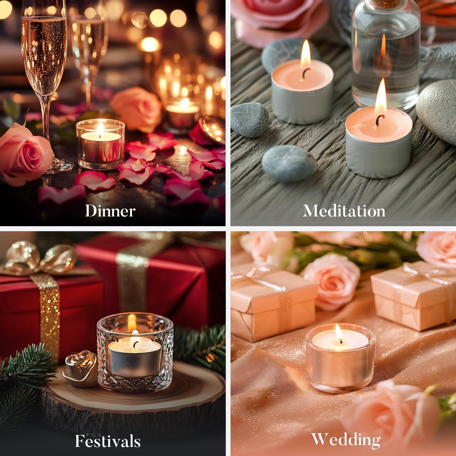 Tea Candles 100 Pack – 8 Hour Burn Time,Unscented Tea Lights Candles for Shab…