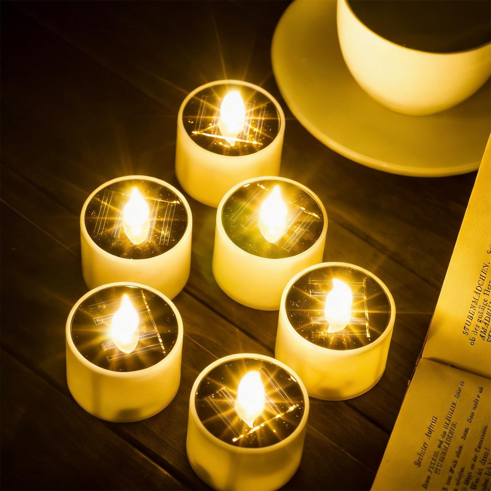 SoulBay 6pcs Solar Power Tea Lights Outdoor Candle Flameless Flicker IP65 Wat…