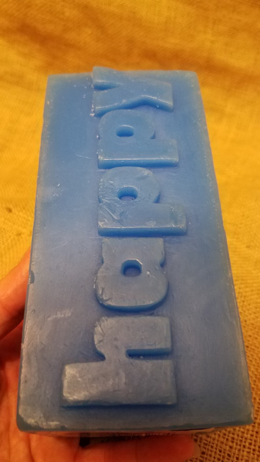 Walgreens Brand Modern Expressions Blue HAPPY Candle