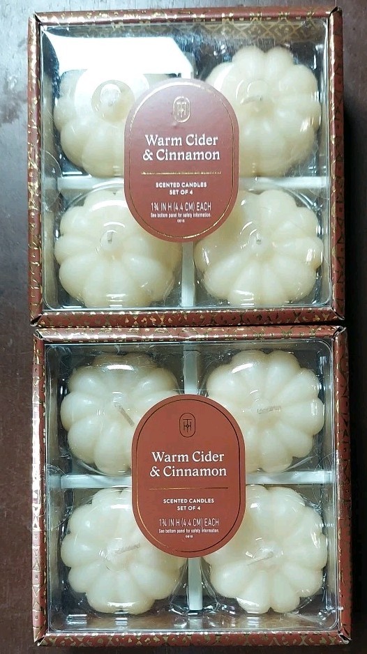 Threshold Warm Cider & Cinnamon Scent Candles – 2 Boxes /4 In Each Box (X)