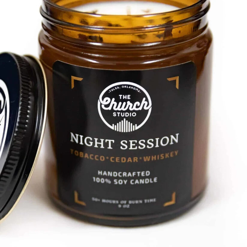 Soy Candle Tobacco Cedar Whiskey The Church Studio Tulsa OK Night Sessions NEW
