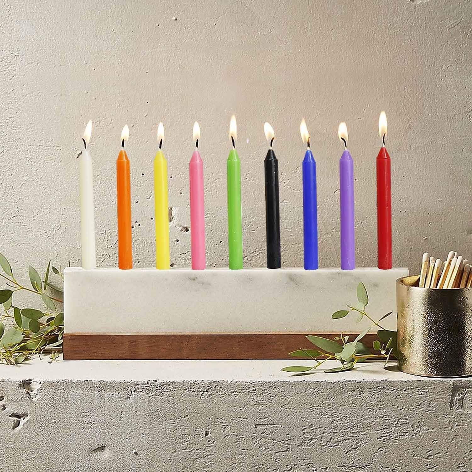 YOROXRG 100 pcs Spells Chime Candles Unscented Assorted Colors Mini Taper Candle