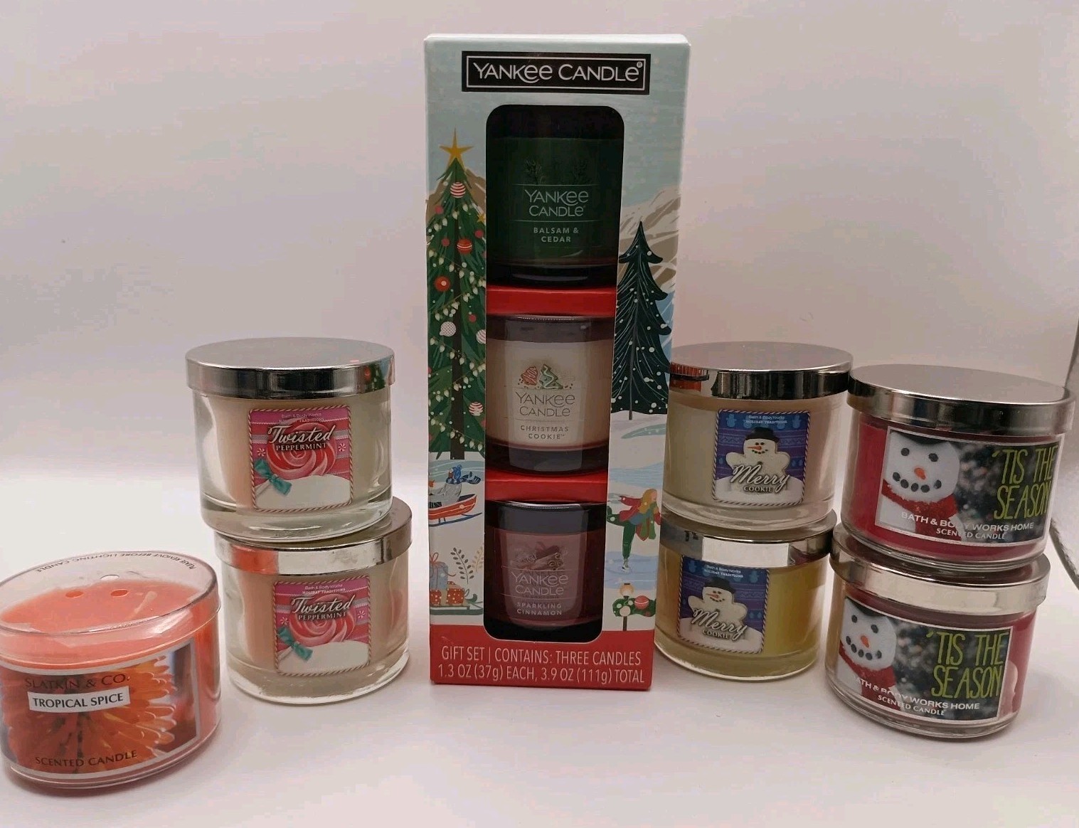 Bath & Body Works/Yankee Candle – Lot Of 10 Mini Candles – Holiday Scents – New