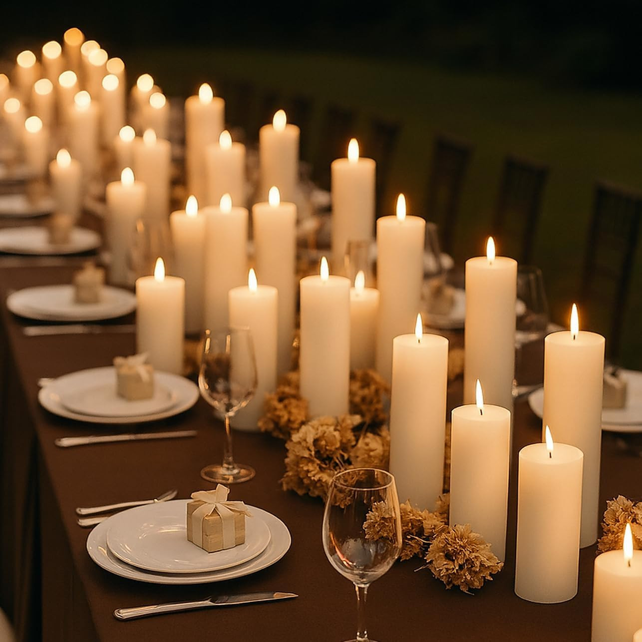36 Pcs White Pillar Candles Bulk Set，2X3 2X6 2X8 Inch – 12 Each Size，Hurricane C