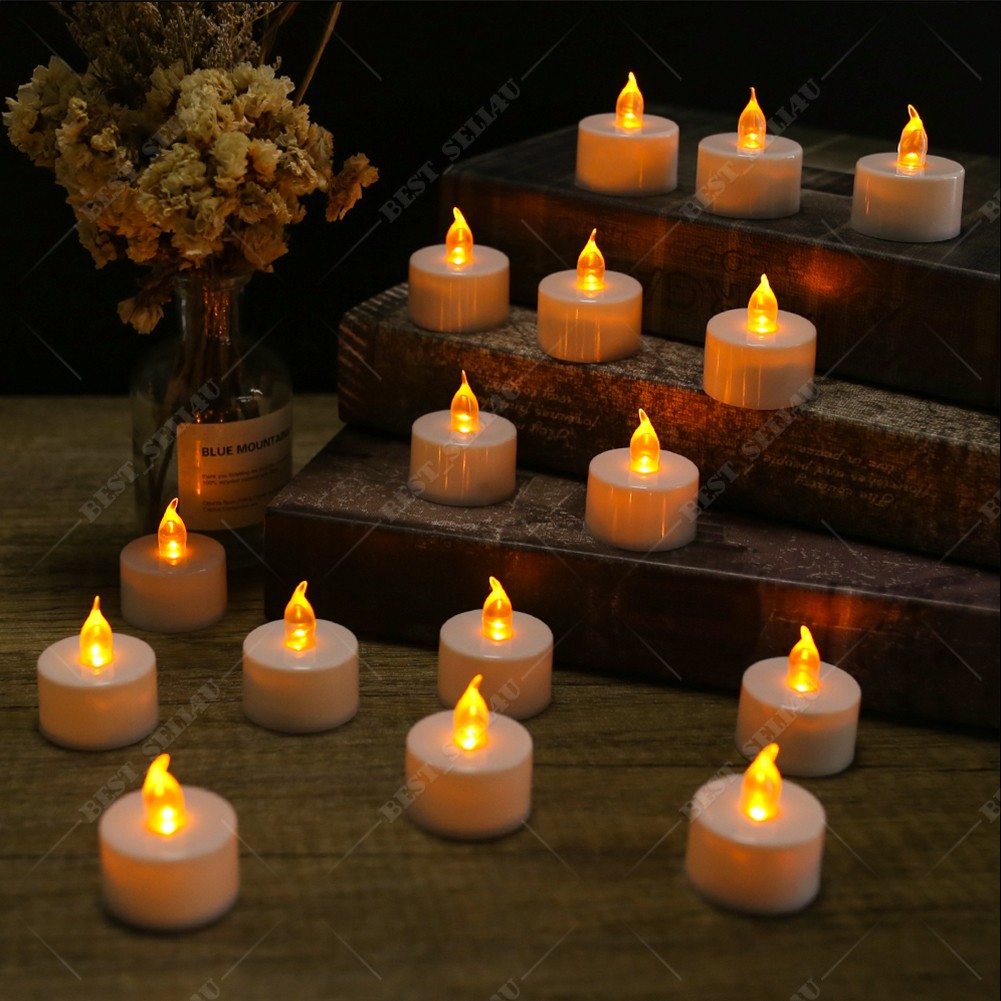 24Pack Flickering Flameless LED Tea Light Votive Candles 200+ Hours Battery Life