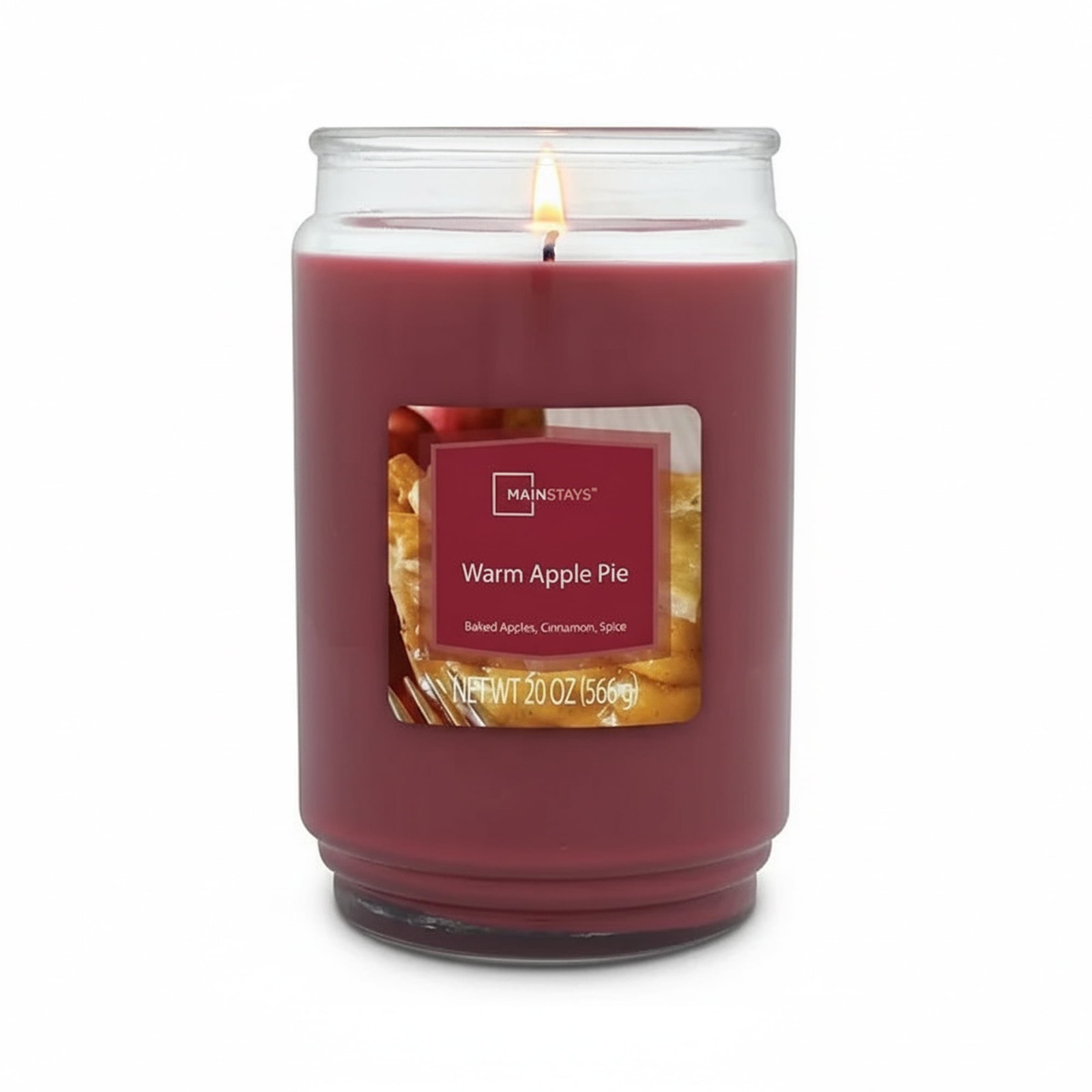 (4 pack) Mainstays Single-Wick Scented Glass Jar Candle, Warm Apple Pie, 20oz.