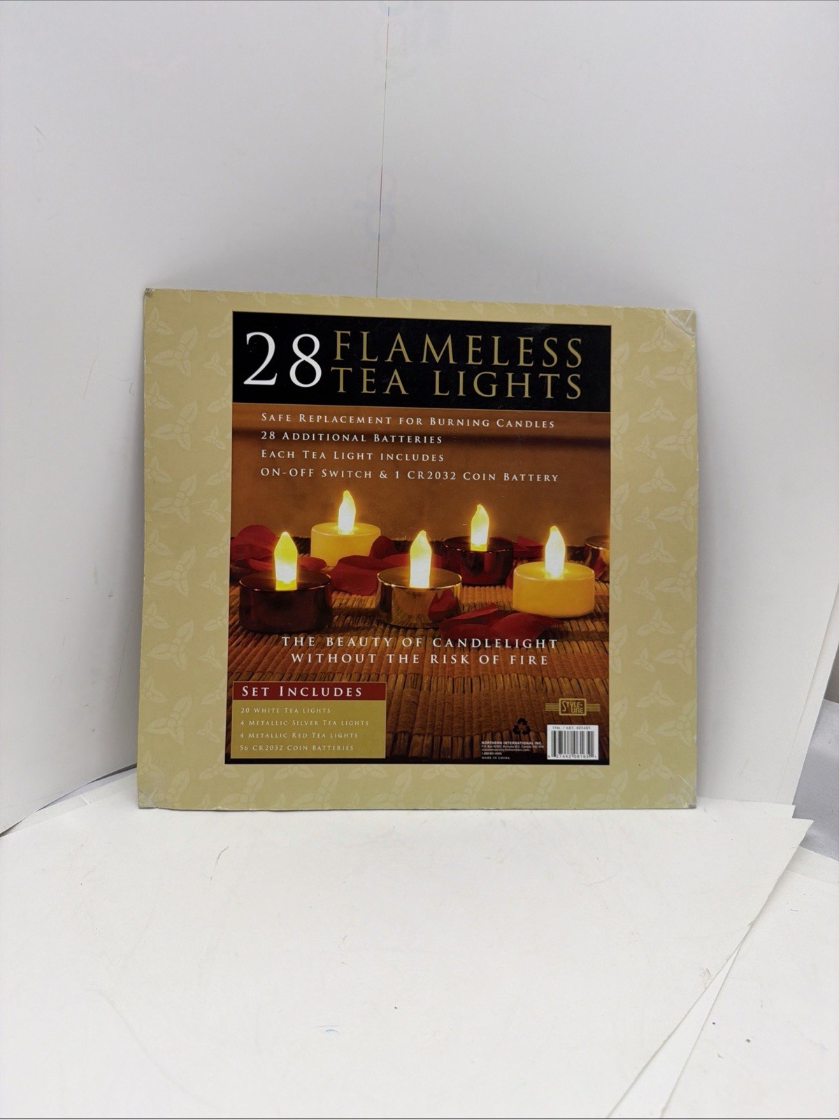 28 Flameless LED Tea Light Candles 56 CR2032 Batteries White Red Silver NEW