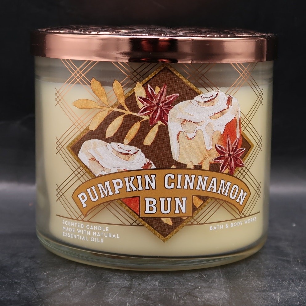 Bath & Body Works Pumpkin Cinnamon Bun 3 Wick Jar Candle 14.5 OZ 25-45 Hrs