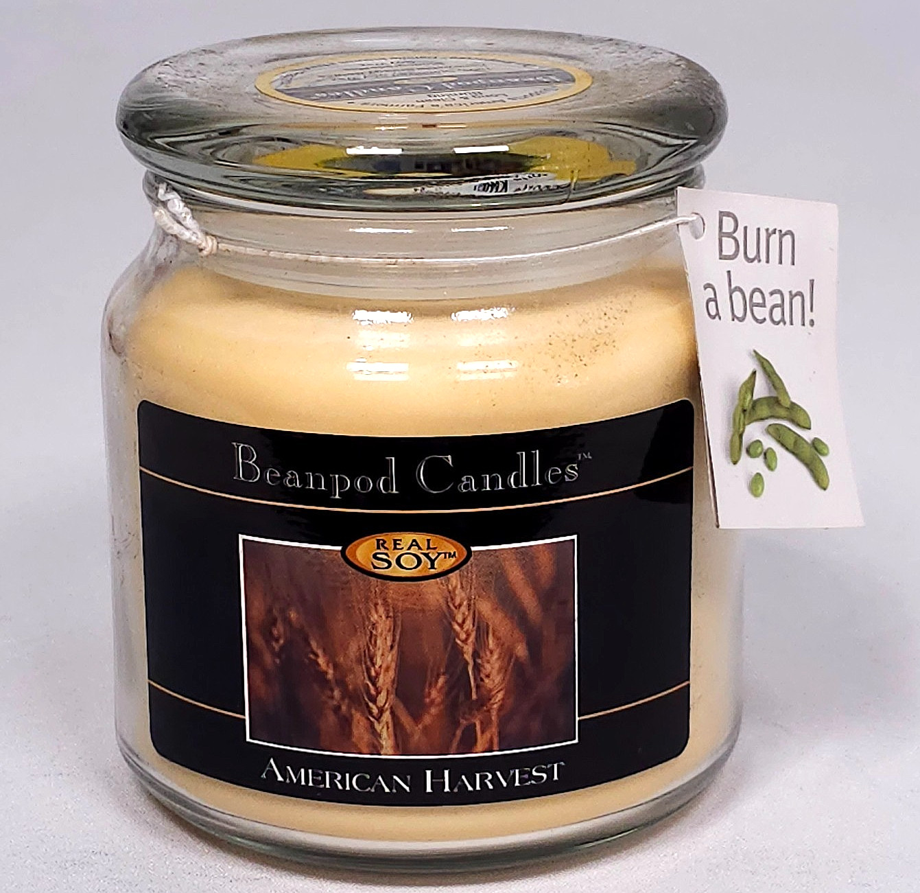NEW Beanpod Candles American Harvest 16 OZ Real Soy Wax LARGE Jar Candle w Lid