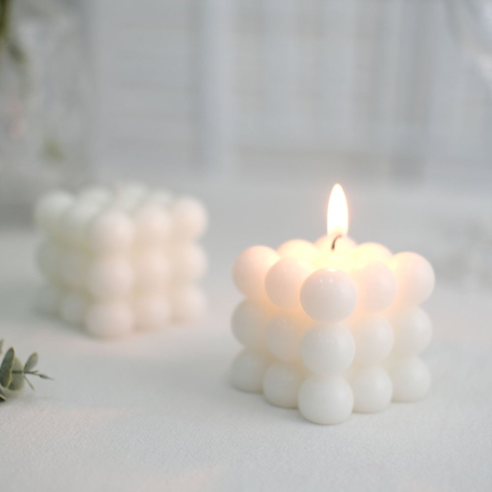 2 Pack | 2 inch Unscented Cube Candle Paraffin Wax for Bedroom/Bathroom/Kitchen
