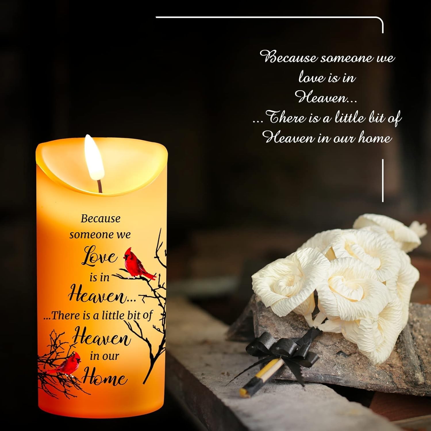 Portable Touch-Control LED Cardinal Candle – Comfort Gift for Loss of Loved One