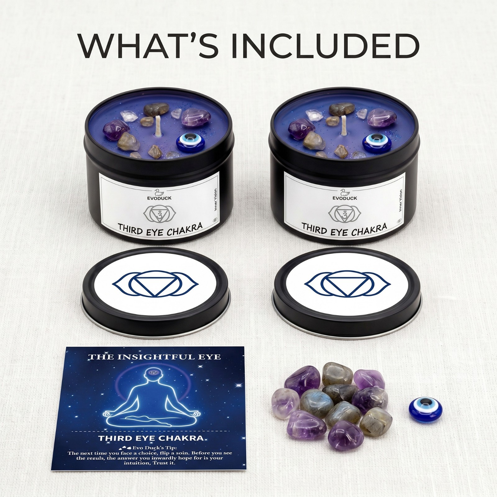 2 Pack Third Eye Chakra Crystal Candle Amethyst Reiki Meditation Energy Healing