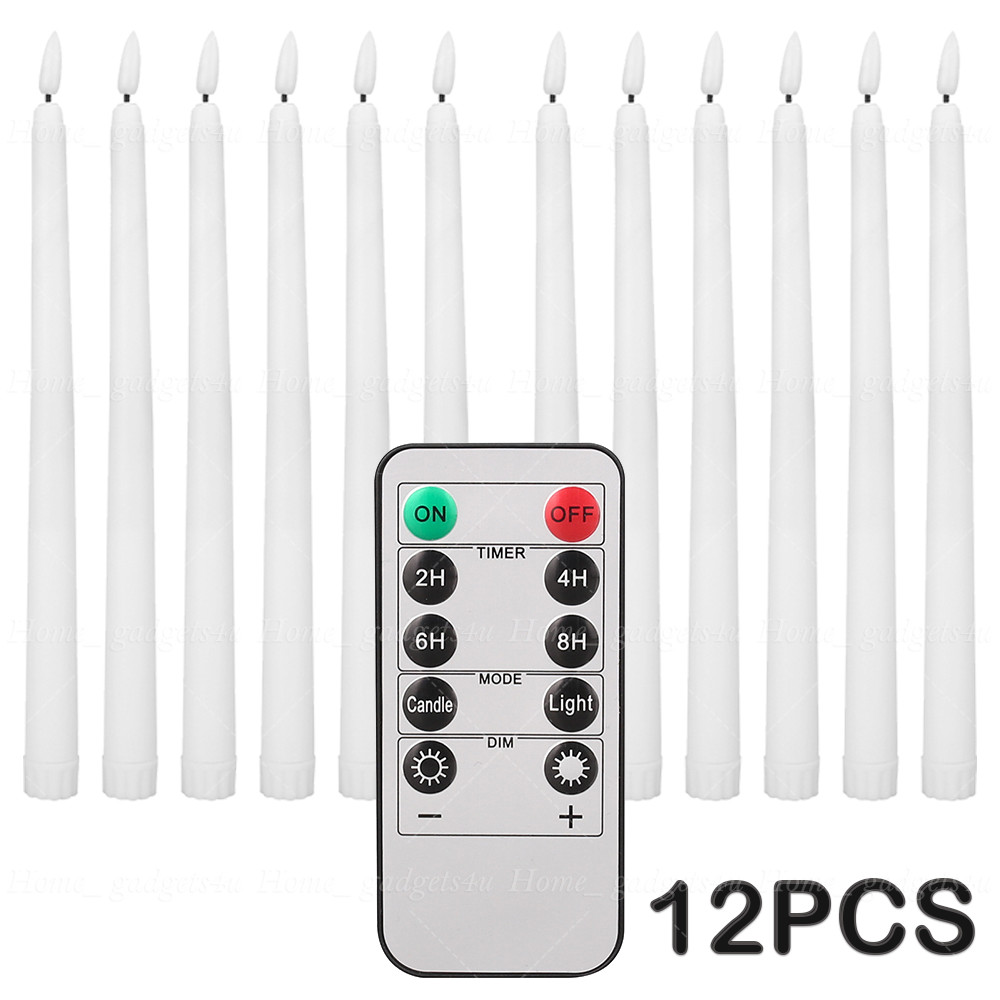 12Pack Flickering Flameless Taper Candles Light with Remote Control Timer Dimmer