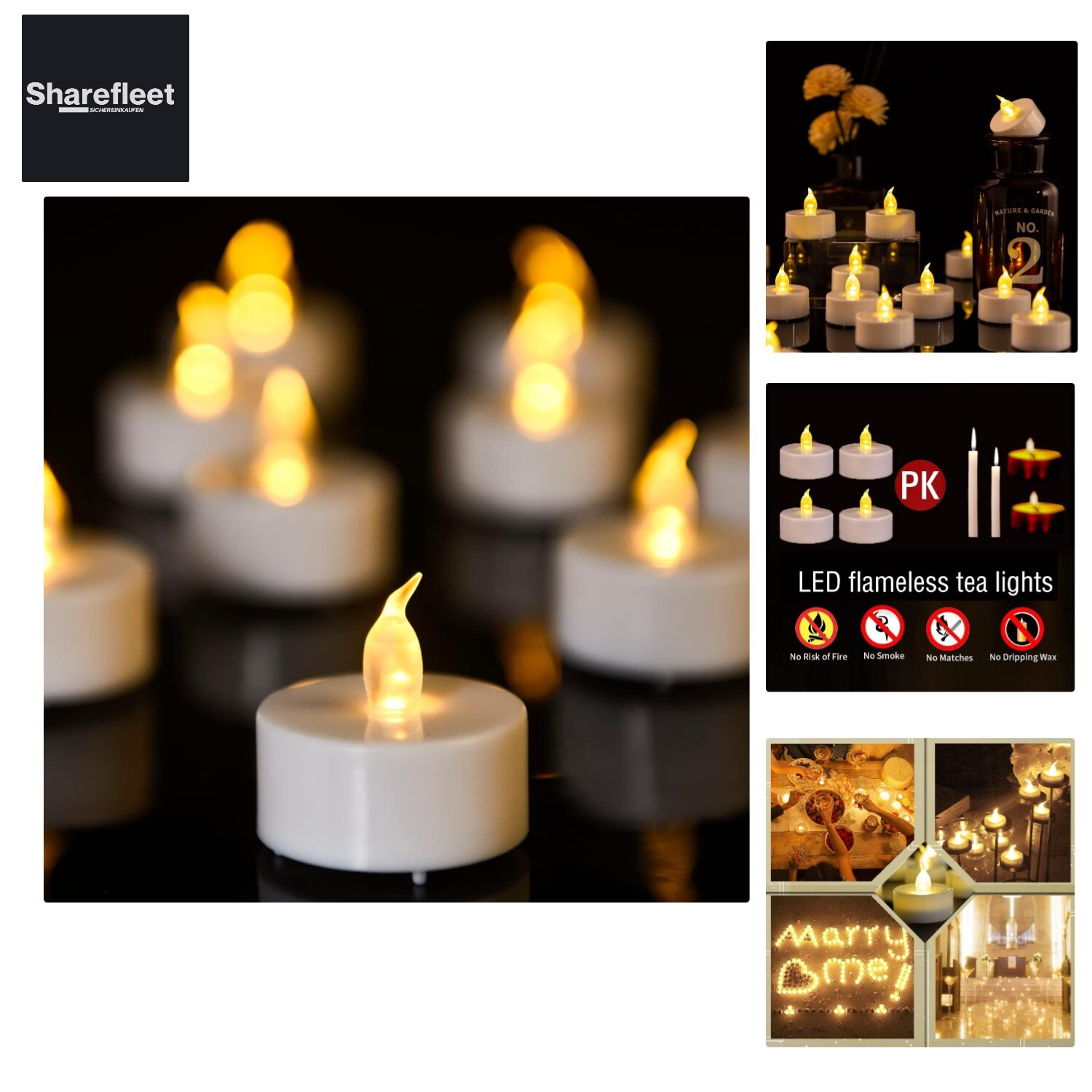 Biyanuo LED Tea Lights, 100 Count LED Candles CR2032 Battery Operated Candles …
