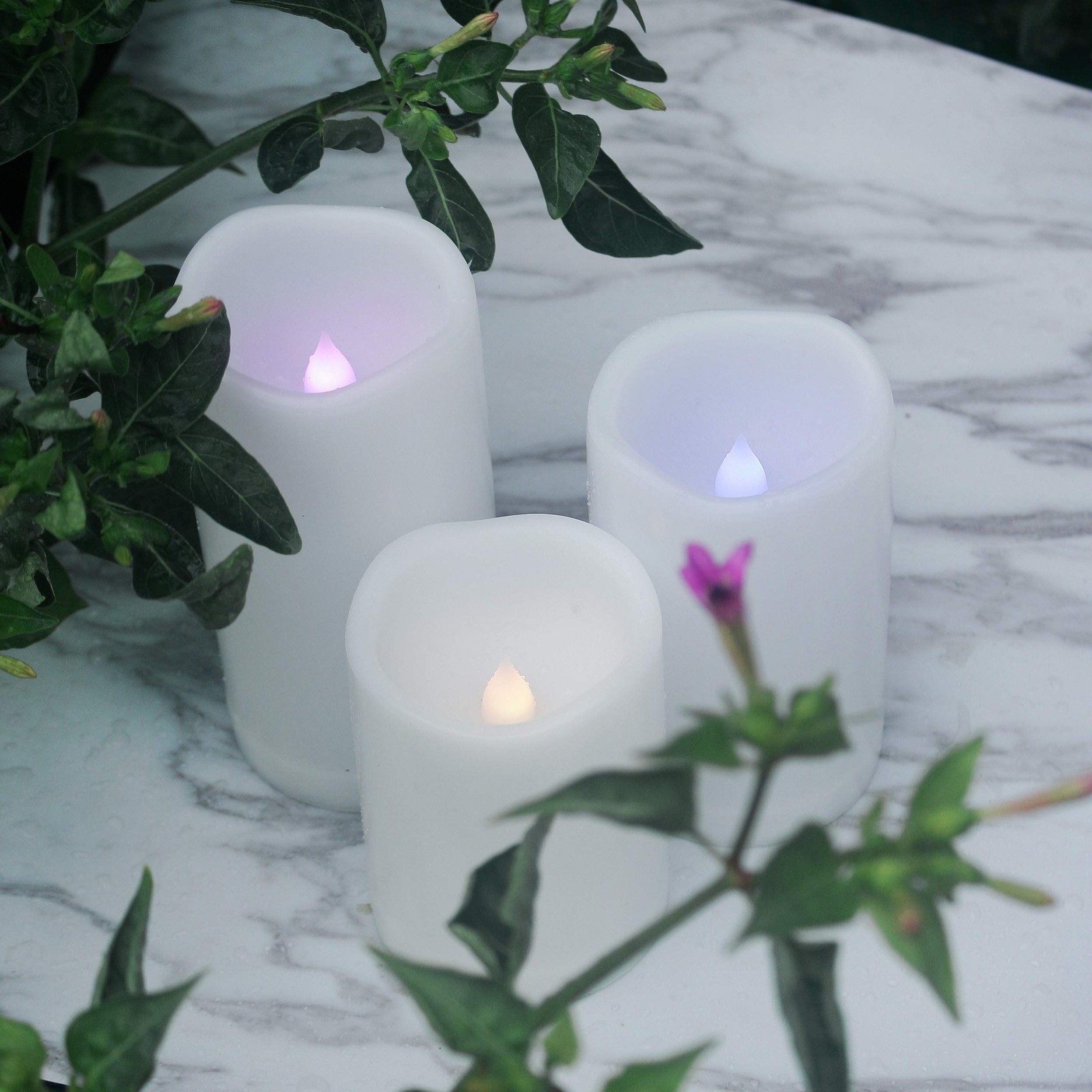 Outdoor Waterproof Color Changing Flameless Plastic 3″x4″ Multi-color, White