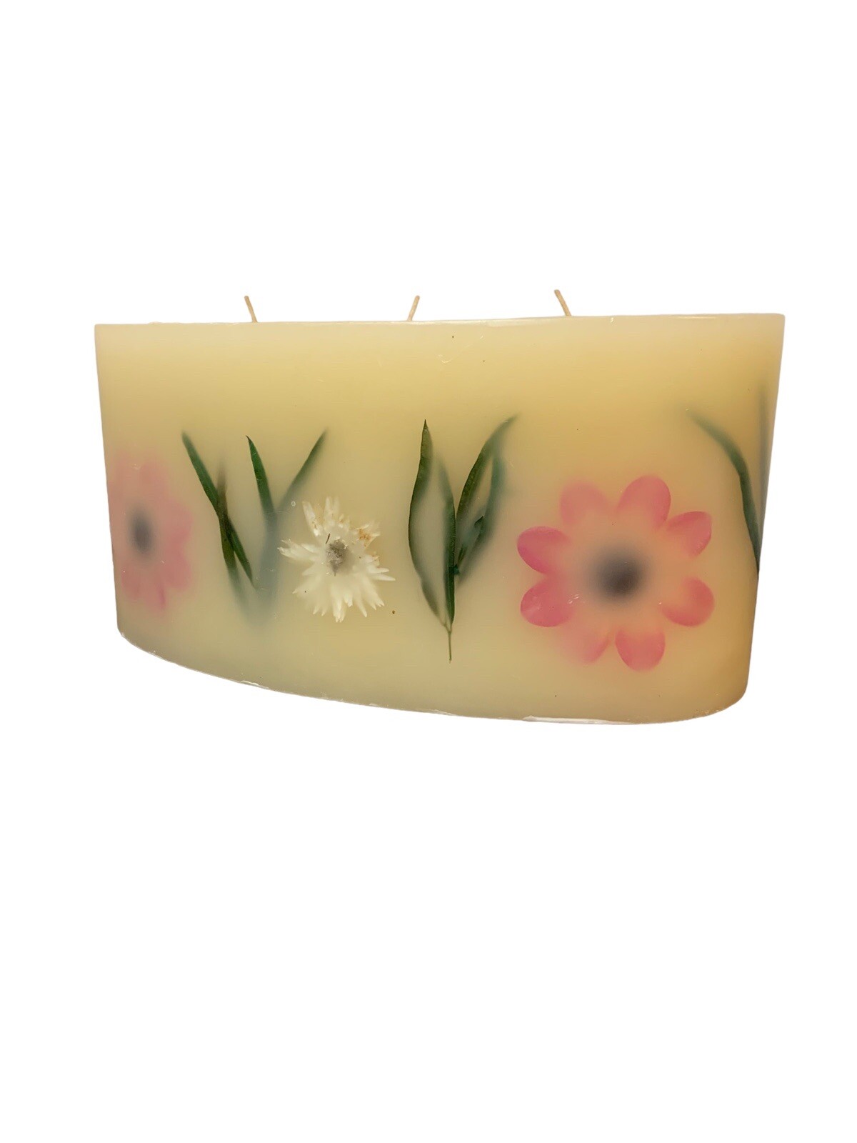 Large Botanical Candle 3 Wick Scented Pressed Flower 12×6 Vanilla