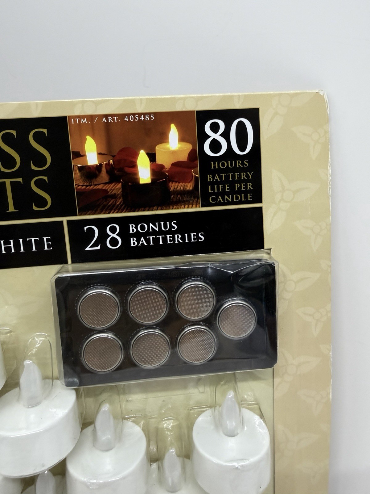 28 Flameless LED Tea Light Candles 56 CR2032 Batteries White Red Silver NEW
