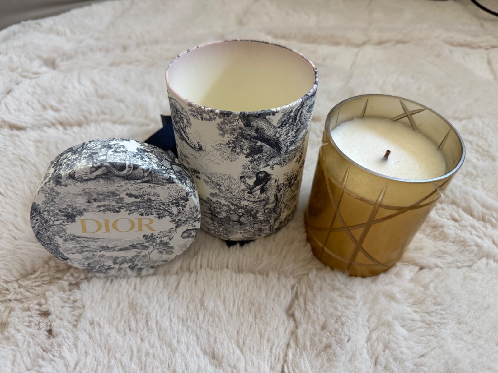 Christian Dior Amber Scented Candle Gold Cannage