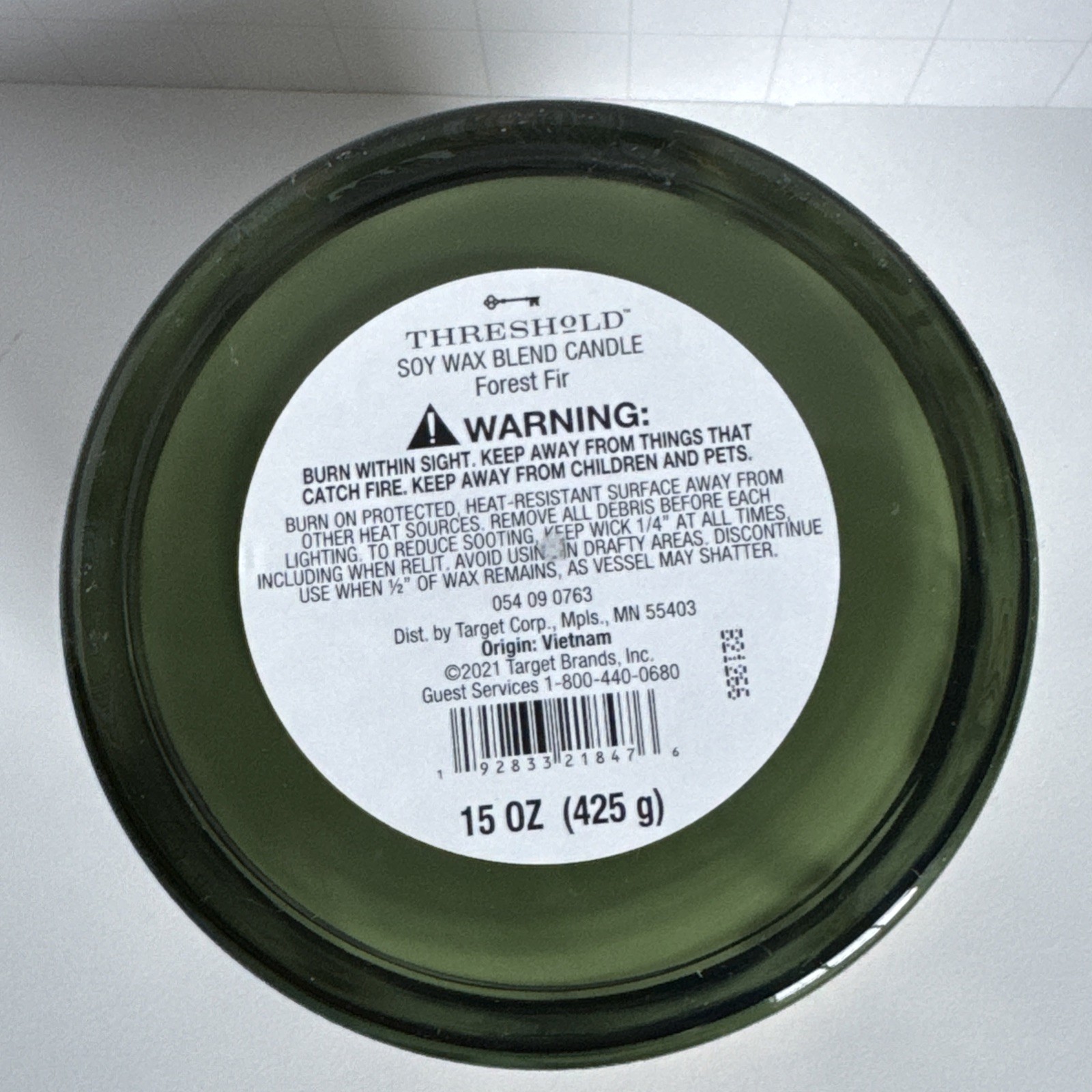 Threshold Forest Fir 3-Wick Soy Wax Blend Candle 15 oz New Green Glass Jar