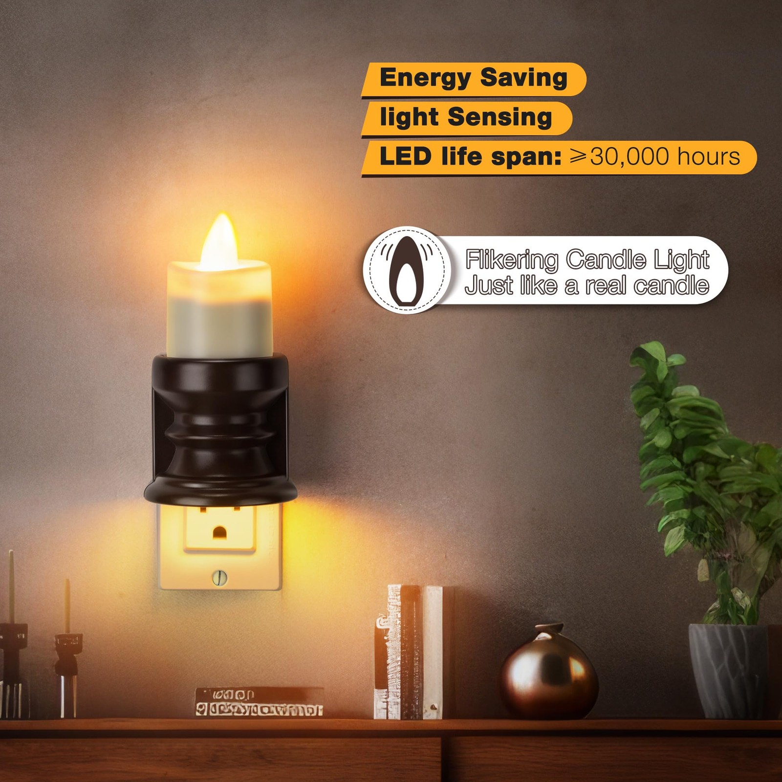 Flameless Candle Night Light Dimmable Nightlight Plug in Wall LED Candle Ligh