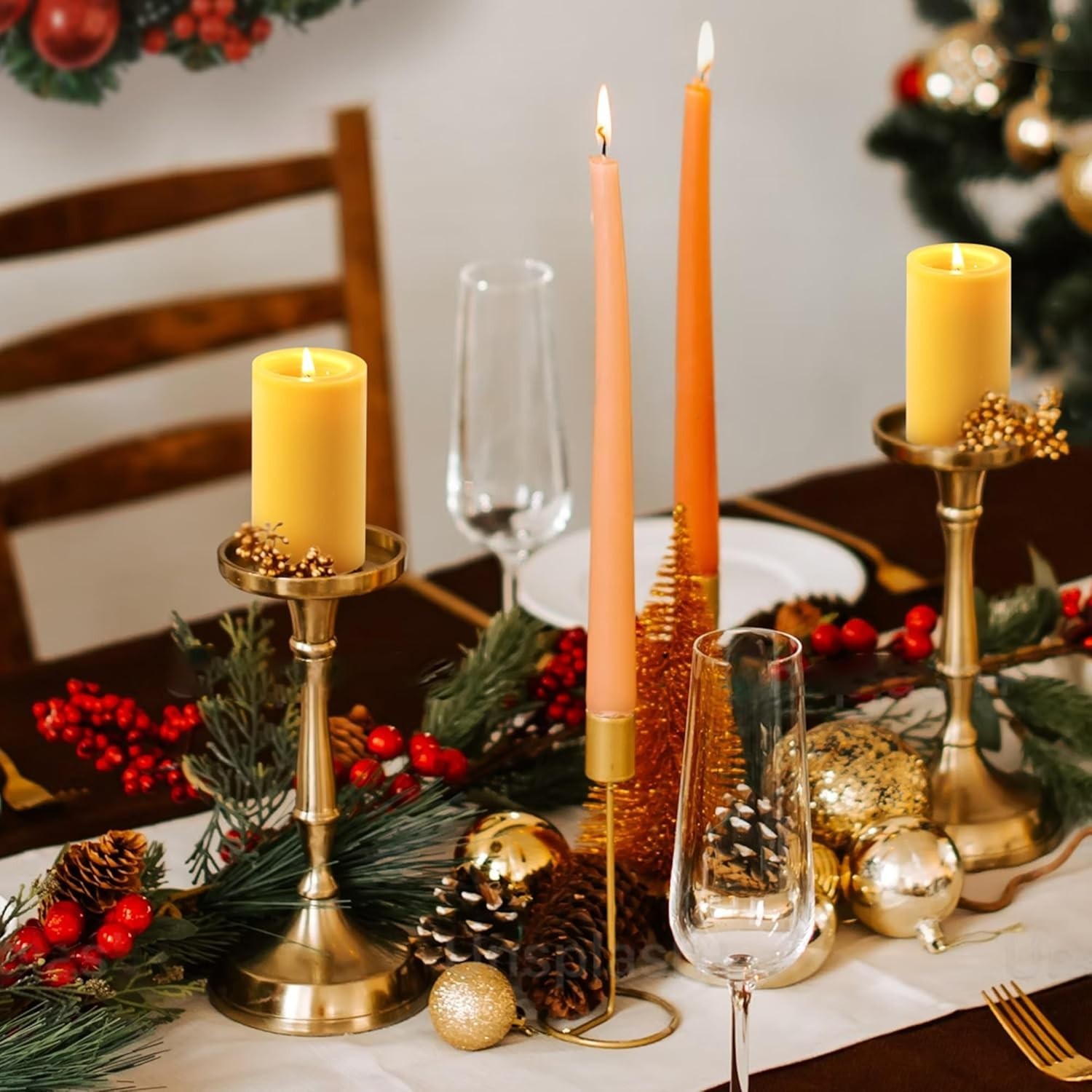 Long-Lasting Organic Beeswax Pillar Candles (4-Pack)