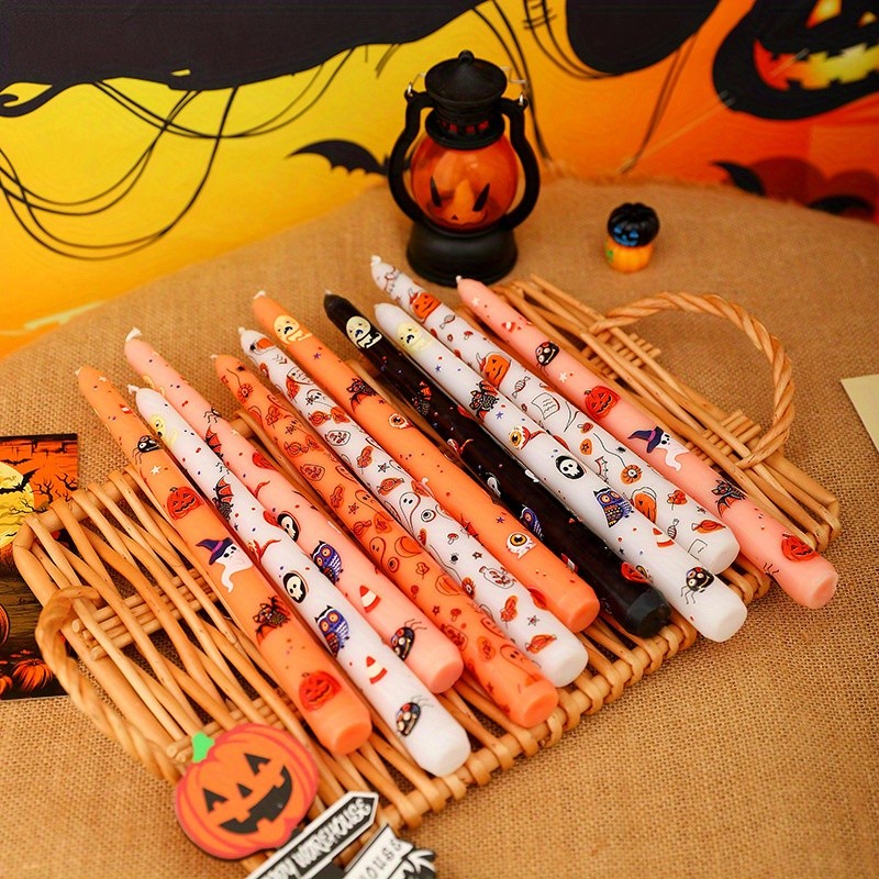 2pcs 10Inch Scented Candles Fall Pumpkin Bat Candlesticks Dinner Table Decor