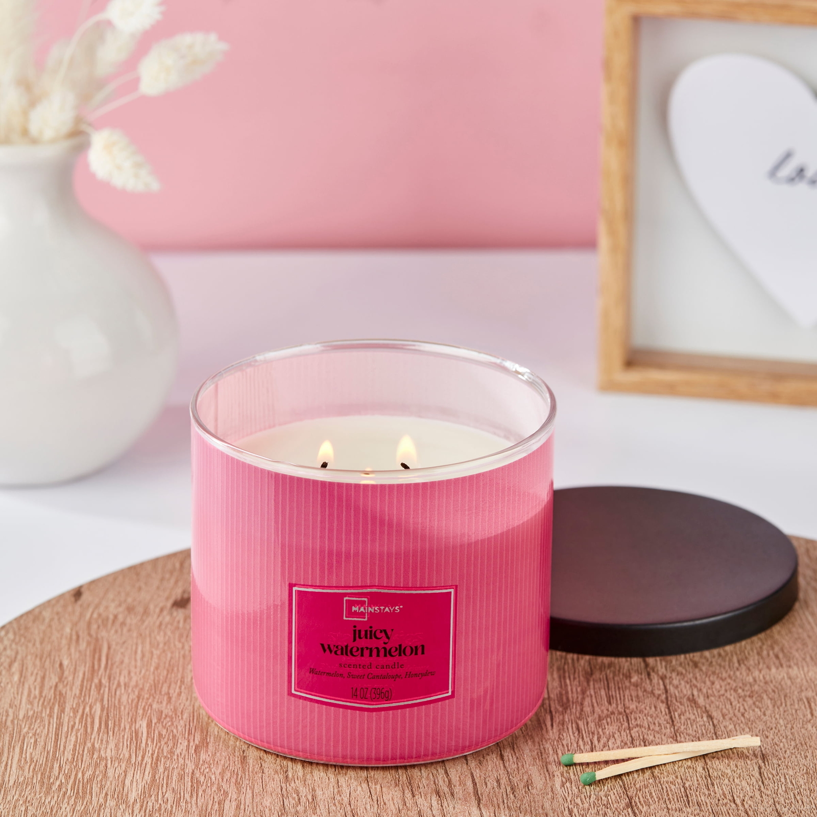 (2 pack) 3-Wick Textured Wrapped Juicy Watermelon Scented Candle, 14 oz