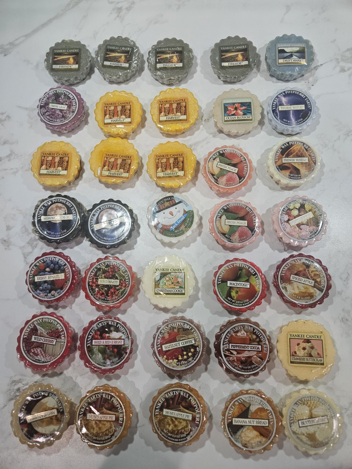 NEW LOT OF 35 YANKEE CANDLE WAX MELTS MIXED LOT