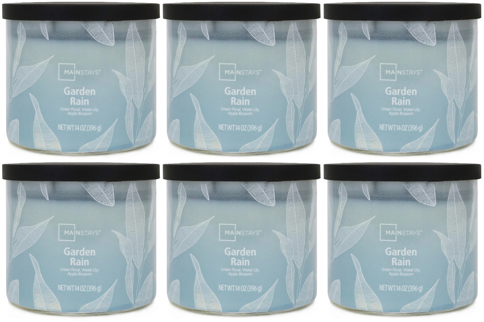 6 Mainstays GARDEN RAIN Large 3-Wick Scented Candle 14oz