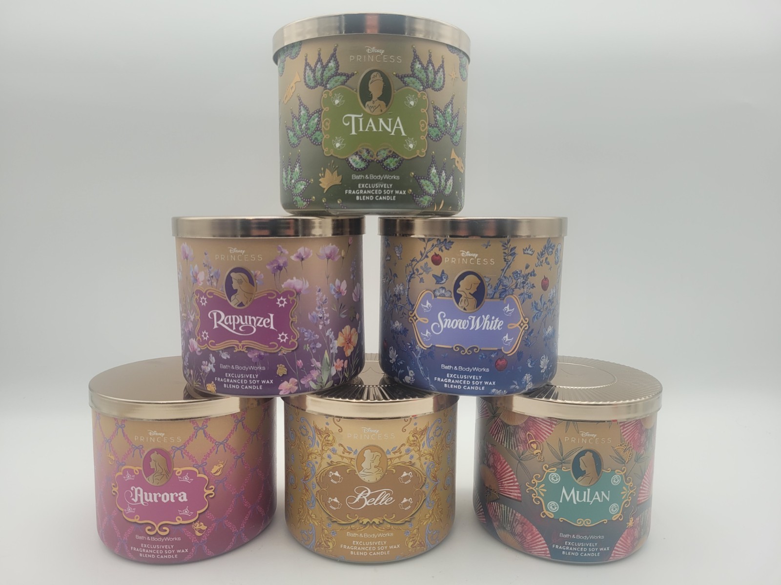 Bath & Body Works Set of 6 Disney Princess 3-Wick Candles