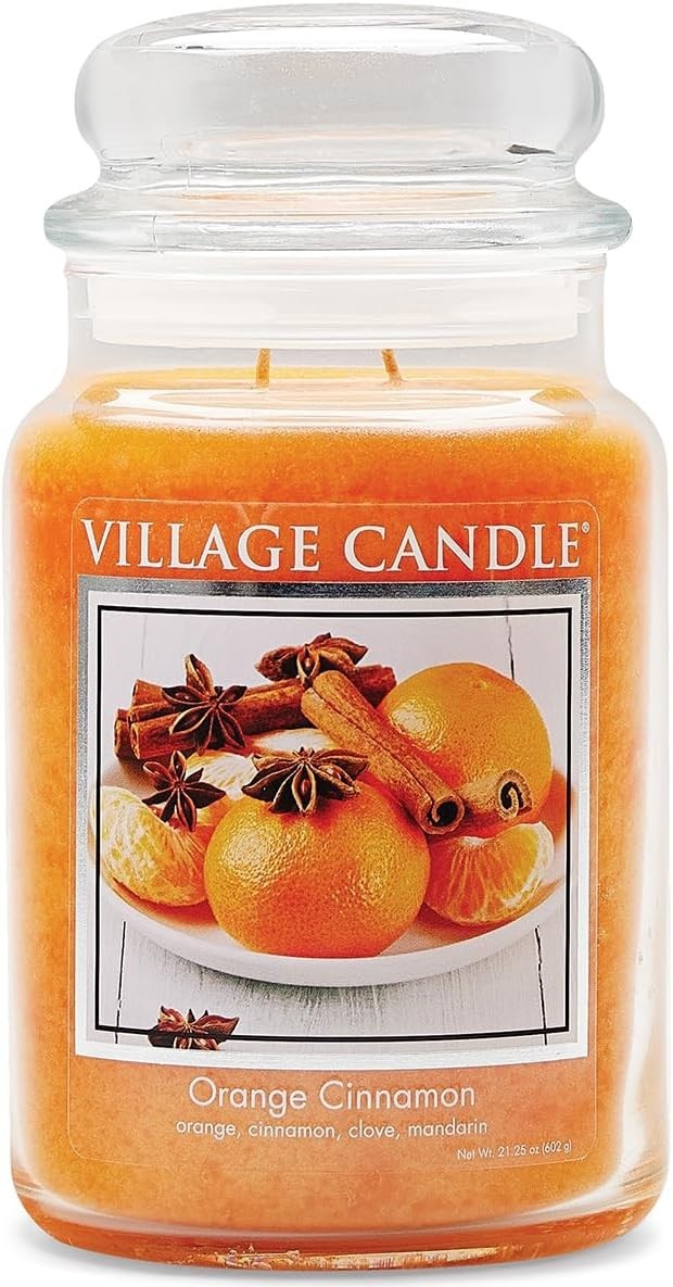 Orange Cinnamon Large Glass Apothecary Jar Scented Candle, 21.25 oz, 21 Ounce