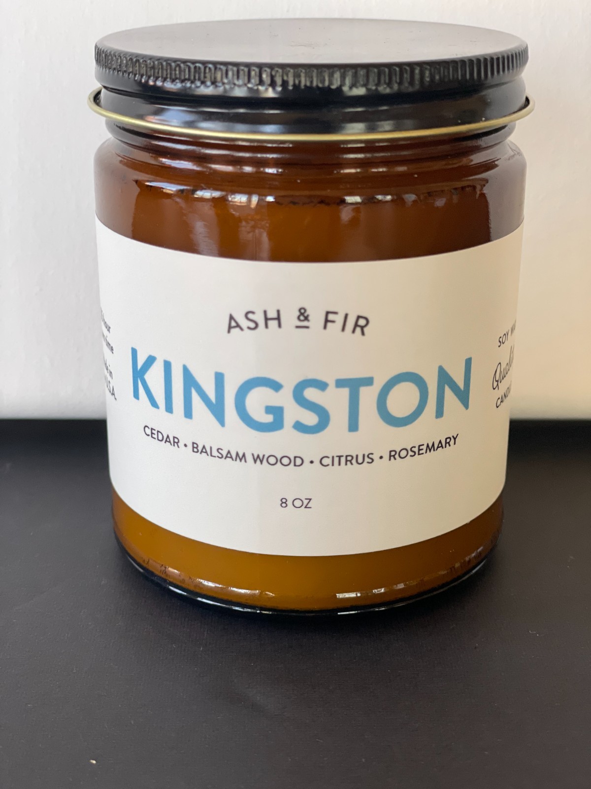 Fir & Ash Kingston Soy Candle, 55 hrs burn time, Balsam Wood, Citrus, Rosemary