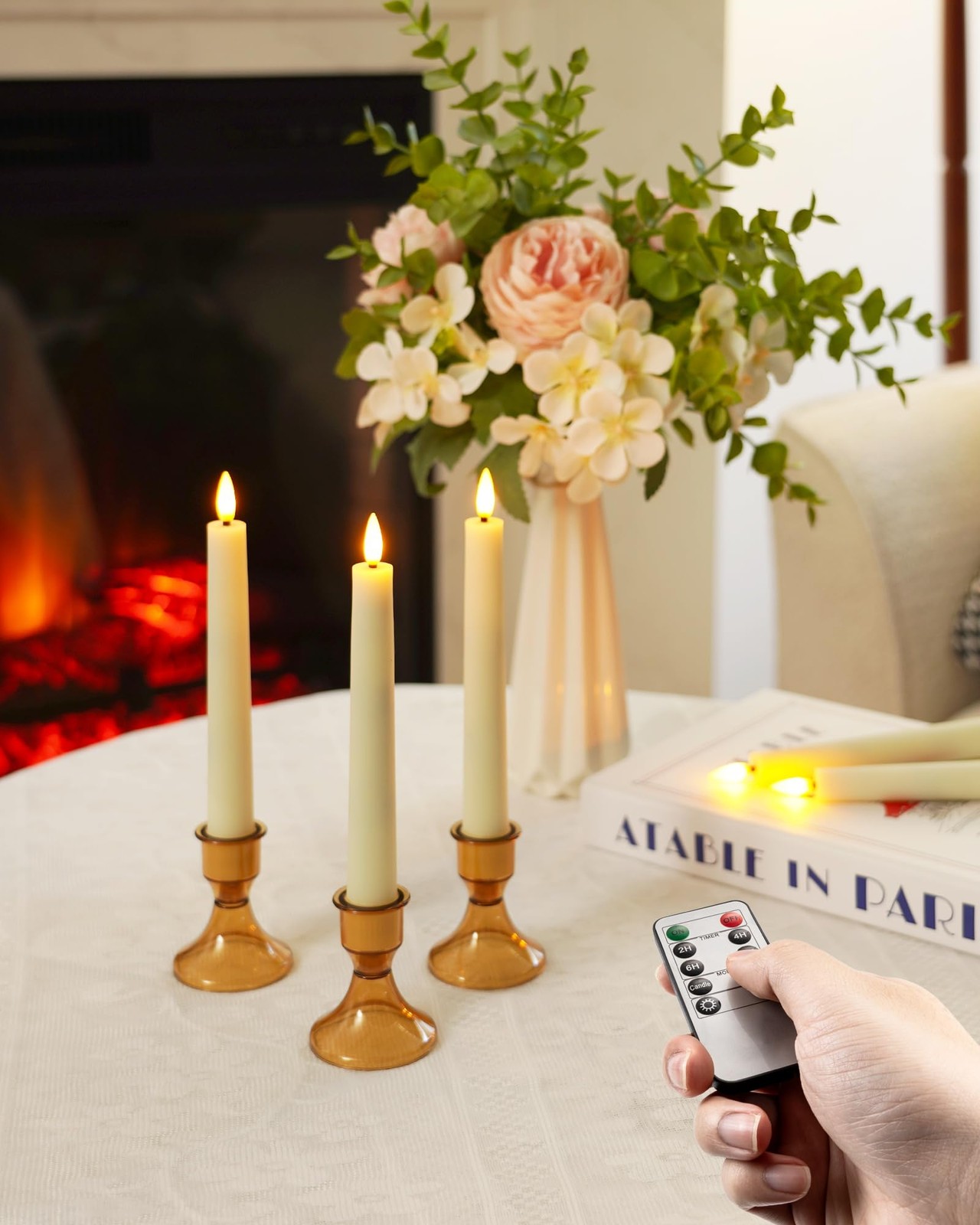 9 Pcs Flameless Taper Candles, Battery Operated Candlesticks Require 2 AAA Ba…