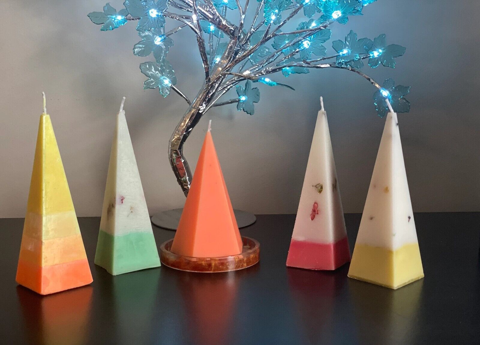 Pyramid Candle, Treasure Candle, Spiritual Crystal Candle, Intention Candle