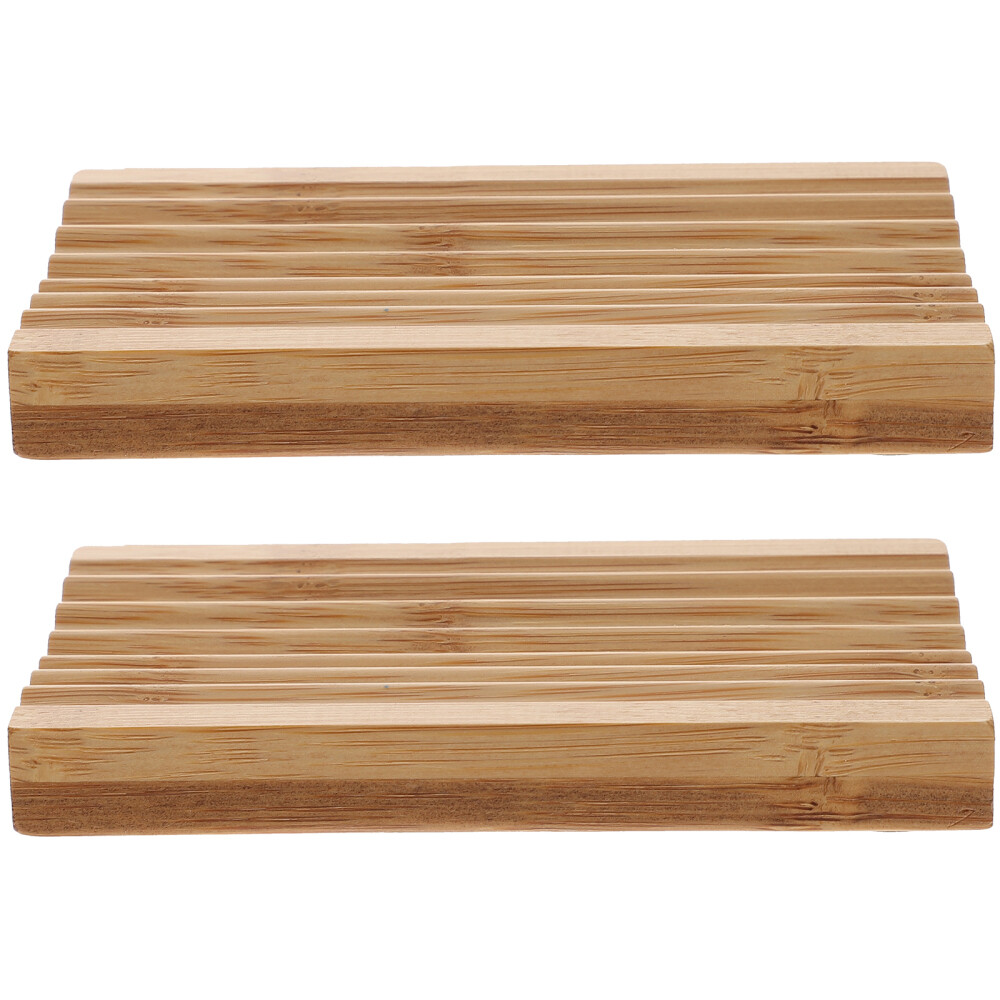 2pcs Tray Bamboo Dish Soap Holder Bamboo Soap Dish Bar Soap Holder