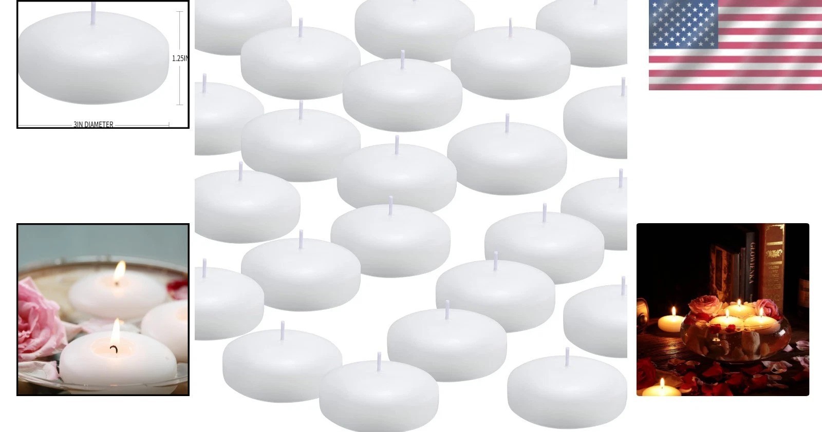 Artistic 36 Piece Floating Candle Set – 3” Dripless Wax for Weddings & Décor